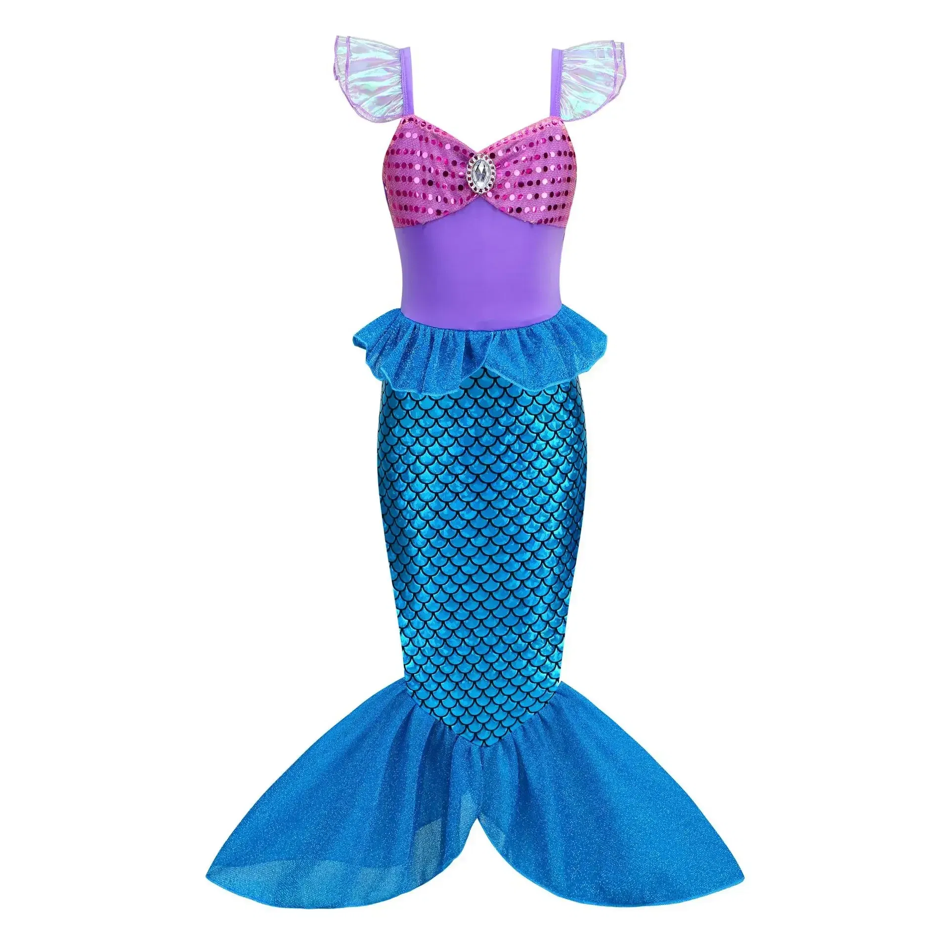 Color: Lavender, Kid Size: 2T - Disney Little Mermaid Ariel Costumes for Girls Princess Dress Cosplay Halloween Carnival Kids Birthday Party Dress Up Clothing