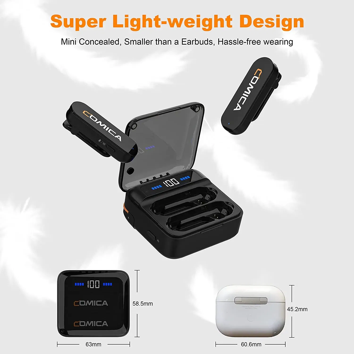 Color: Black, Ships From: CHINA - Comica Vimo S Wireless Lavalier Microphone 2.4G Compact Wireless Lapel Microphone With Charging Case for iPhone Android Phone