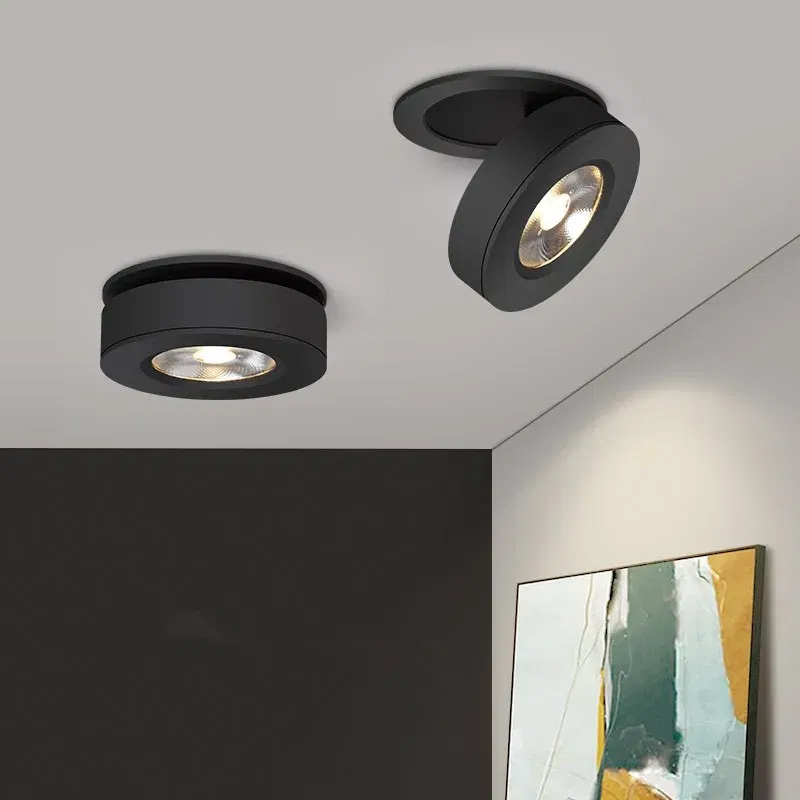 Body Color: Red, Emitting Color: changeable - 3 Colors Slim Ceiling Lamp Ceiling Light LED Foldable 360 Recessed Surface Mounted Spotlight for Hallway Gallery Display Living