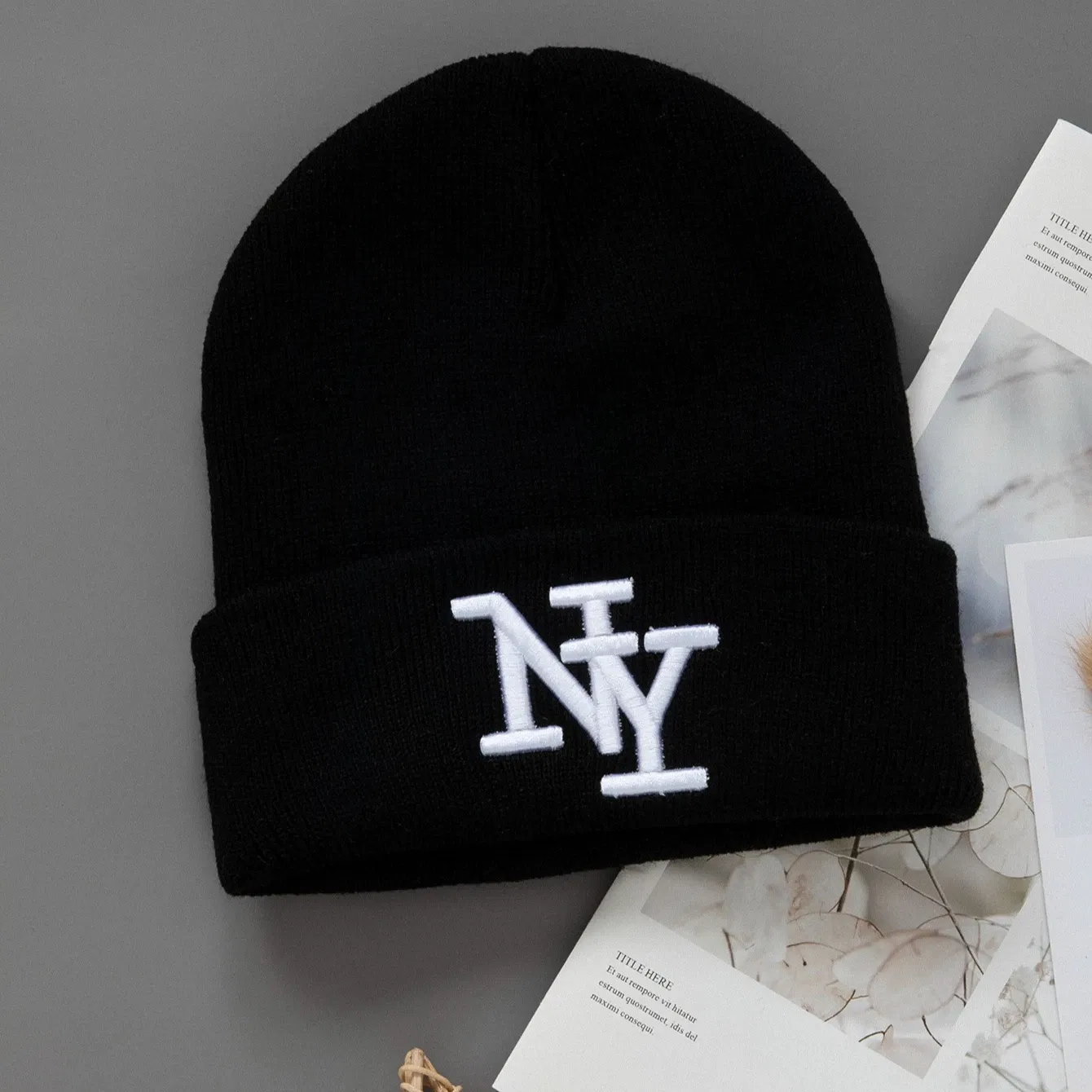 Color: Moonlight Silver - 1/2/3pcs Unisex Winter Beanie Hats, Solid Color Knitted Warm Outdoor Caps with Embroidered NY Logo, Hand Washable, Black