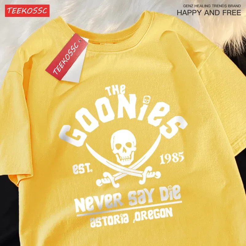 Color: Dark Grey, Size: S - The Goonies Never Say Die T Shirts Men Women Comfortable Crewneck Tshirt Breathable Cotton T Shirts Street Loose Couple Clothing