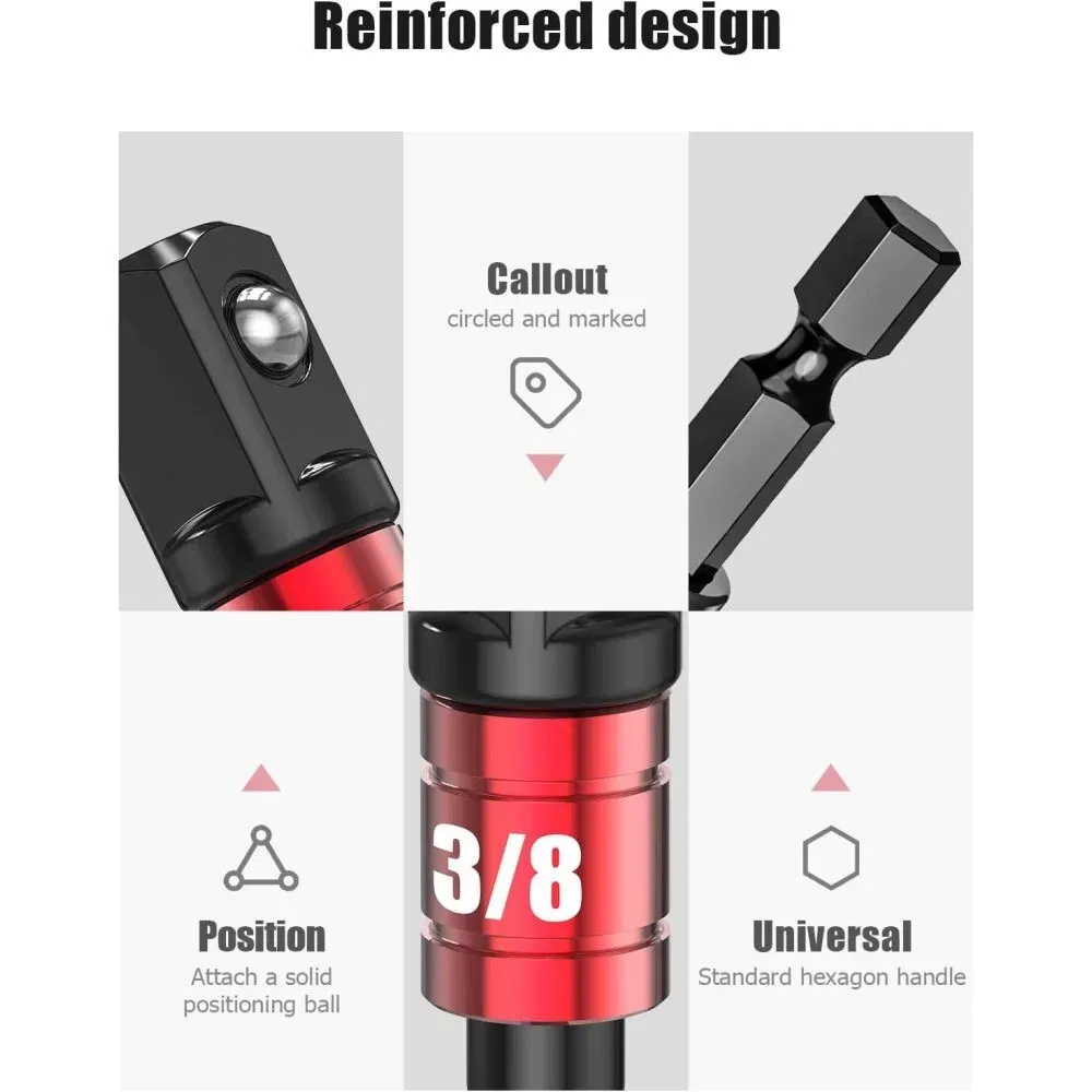 Color: Khaki - Impact Grade 105 Degree Angle Socket Adapter Power Hand Tool Part Driver Extension Set Screwdriver Holder Drill Nut Attachment