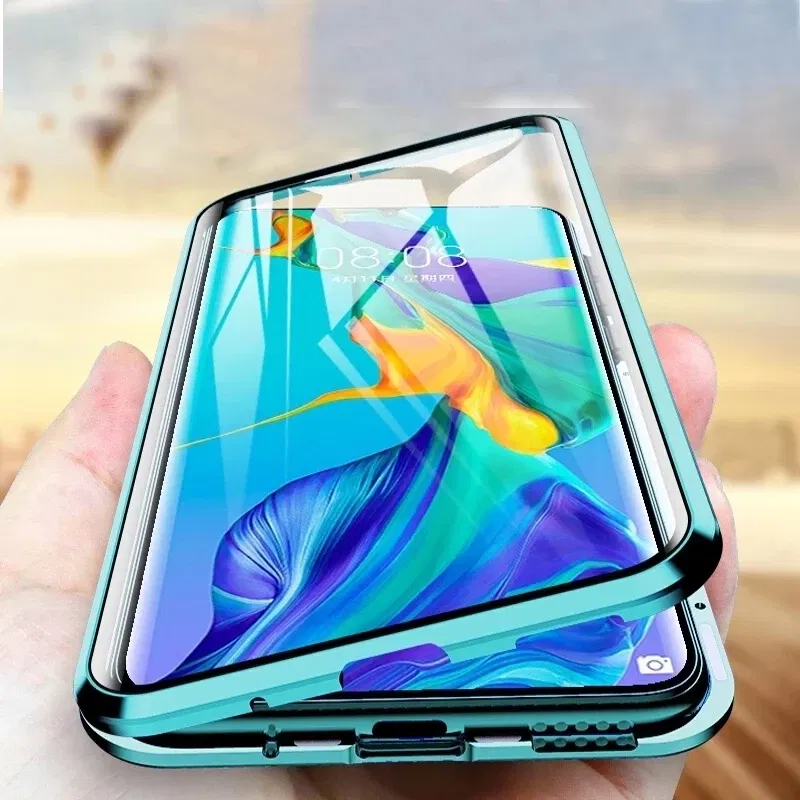 Color: green, Bundle: Case & Screen Protector, Material: Plastic - 360 Full Protection Metal Magnetic Case For Honor X9b X6 X8A 5G X9 4G X9A 5G Double-Sided Glass Transparent Cover Cases
