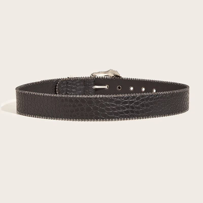Color: WHITE, Belt Length: 125cm - Unisex Jeans Belt Goth Y2k Designer Belts For Women High Quality Luxury Black Punk Accessory 3.8cm Waistband Men Belt Boho