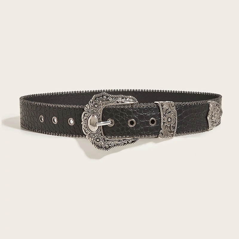 Color: WHITE, Belt Length: 125cm - Unisex Jeans Belt Goth Y2k Designer Belts For Women High Quality Luxury Black Punk Accessory 3.8cm Waistband Men Belt Boho