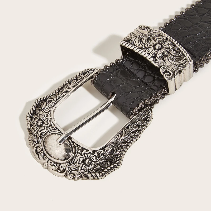 Color: WHITE, Belt Length: 125cm - Unisex Jeans Belt Goth Y2k Designer Belts For Women High Quality Luxury Black Punk Accessory 3.8cm Waistband Men Belt Boho