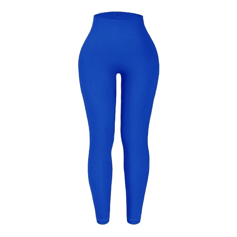 Color: Pink, Size: L - Seamless Knit Yoga Leggings Women Thread Solid Tights Gym Workout Running Stretchy High Waist Hip Liftting Skinny Gym Leggings