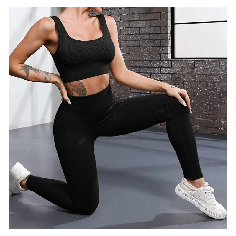 Color: Pink, Size: L - Seamless Knit Yoga Leggings Women Thread Solid Tights Gym Workout Running Stretchy High Waist Hip Liftting Skinny Gym Leggings