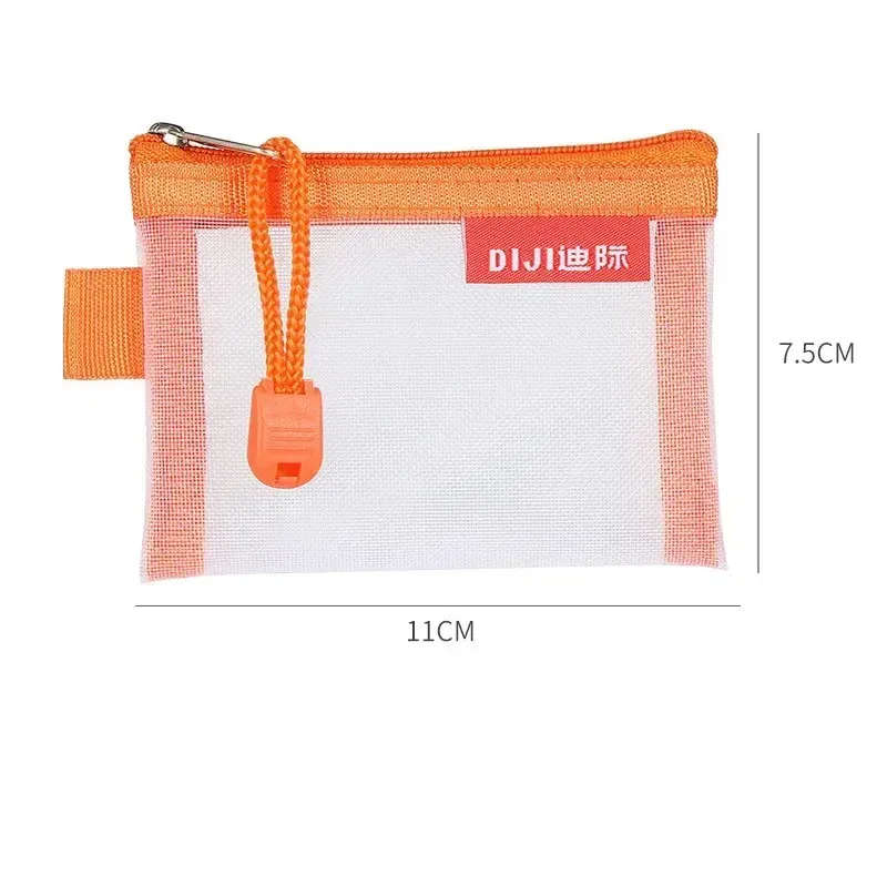 Color: Khaki - Mini Mesh Coin Bags Money Earphone Data Line Storage Bags Bus ID Credit Card Holder Zipper Pouch Traveling Small Coin Wallet