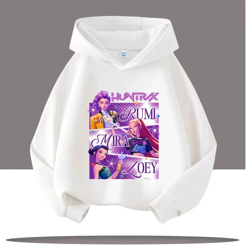 Color: Ivory, Kid Size: 7 - Y2K KPop Demon Hunters Hoodies Teenage Girls Boys Rumi KPop Demon Hunters Hoody Autumn Casual Long Sleeve Children's Clothing