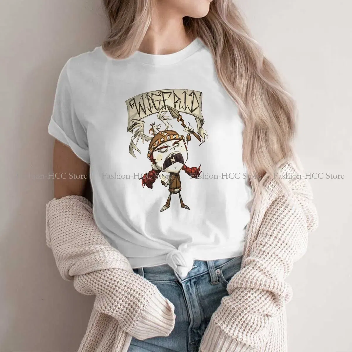 Color: WHITE, Size: XL - Wigfrid Casual Polyester TShirt Dont Starve Style Tops Comfortable T Shirt Female