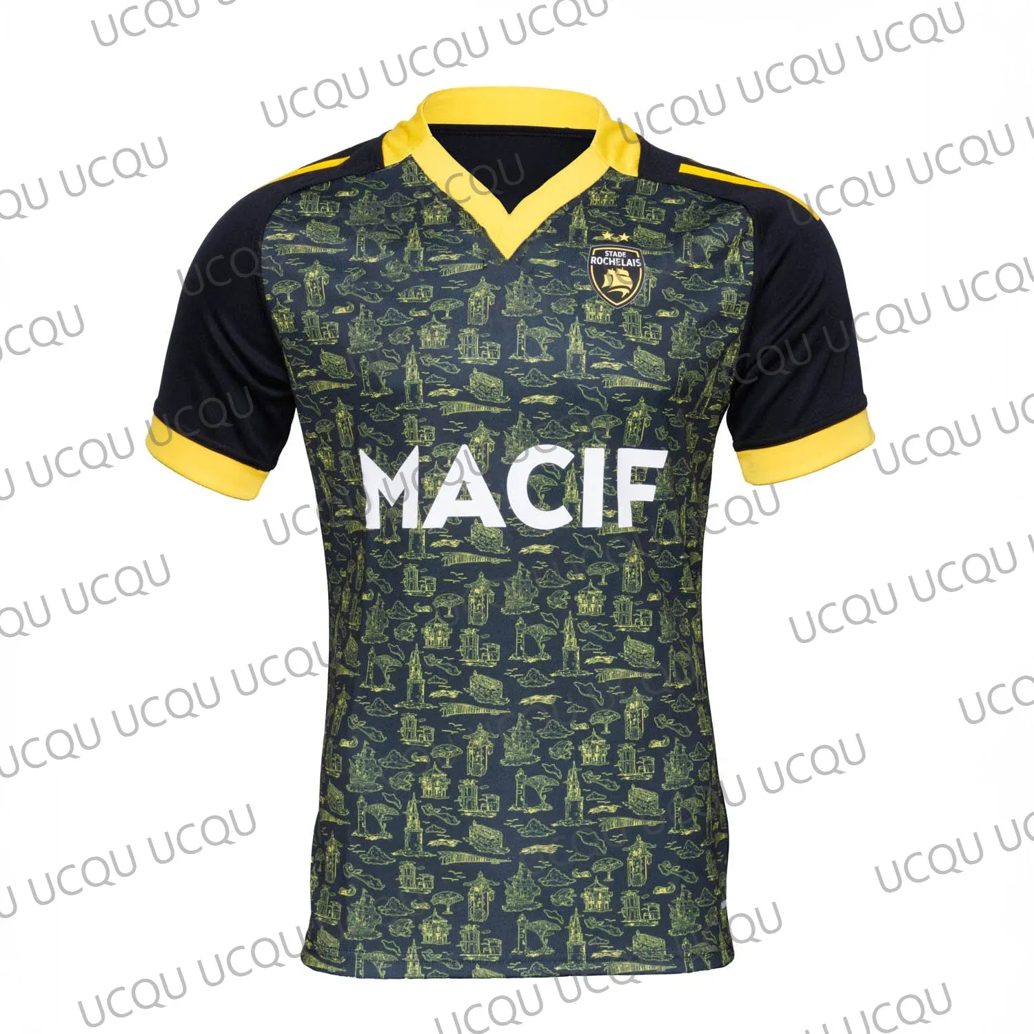 Color: SKY BLUE, Kid Size: 5 - 2025 New Arriavl France Rugly Jersey 24-25 Game Jersey Oversized Stade Rochelais Football Short Sleeve Tops