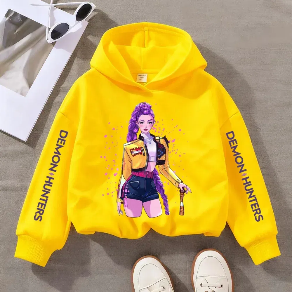 Color: Yellow, Kid Size: 140 - Kpop Witch Hunt Children's clothing, including men's and women's spring and autumn hoodies and fashionable sweatshirts