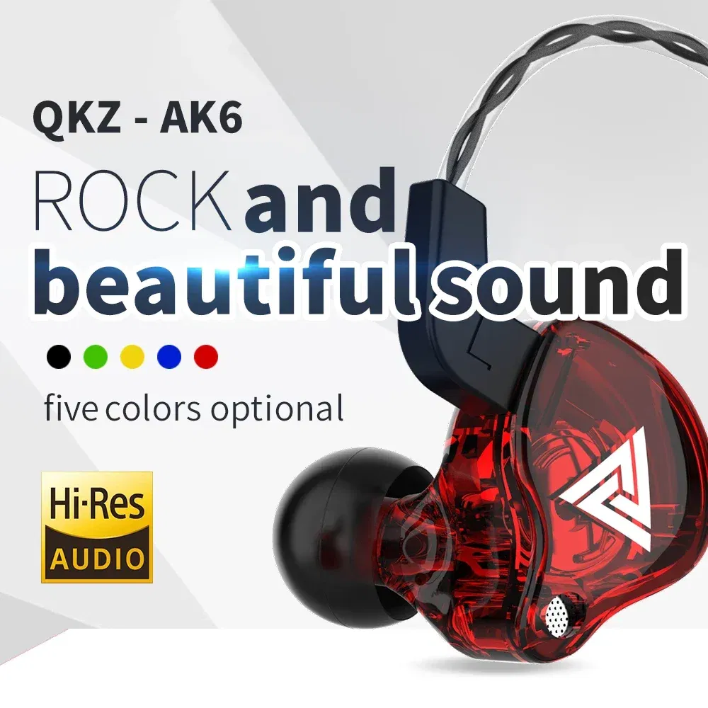 Color: Green - QKZ AK6 Universal 3.5mm HiFi Sport Headphones in Ear Earphone for Running with Microphone Headset Music Earbuds