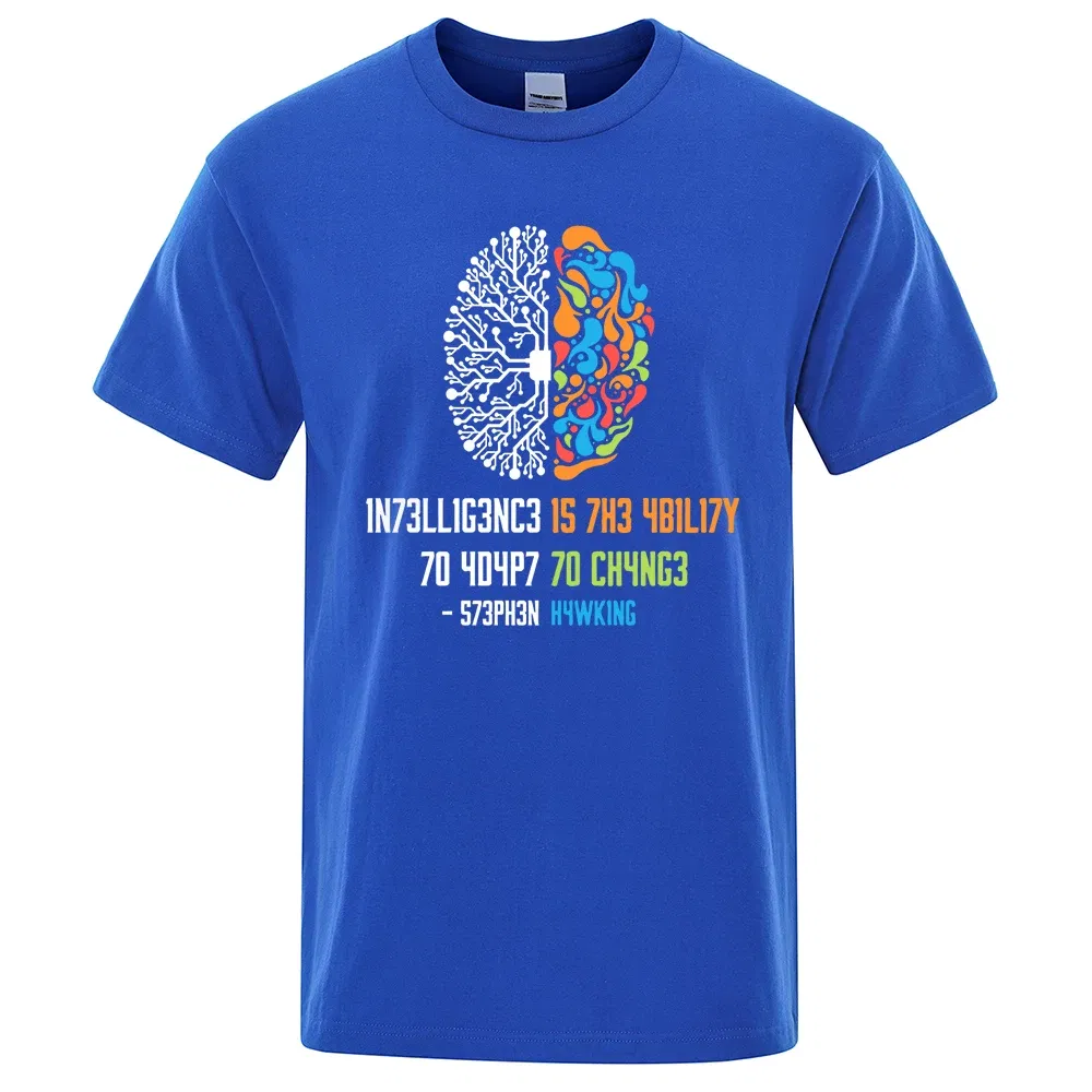 Color: black, Size: L - Intelligence Is The Ability To Adapt To Change Tops Men Women Shirt Loose Clothing Loose Cotton Oversize Tshirt Hip Hop Tops