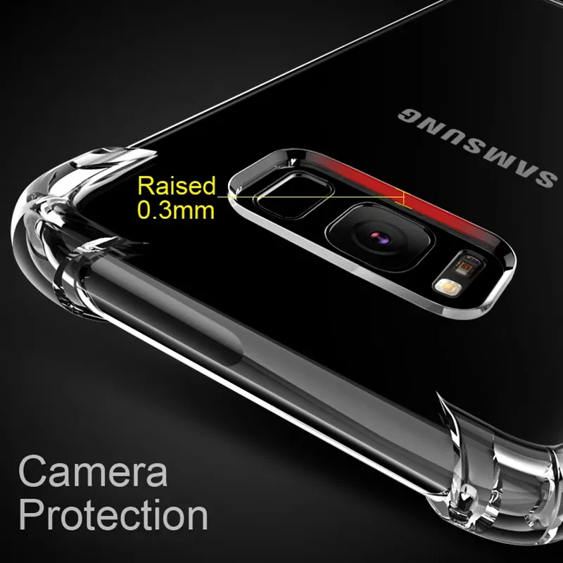 Material: PC + TPU - Clear Case For Samsung Galaxy S20 S21 FE S22 S10 S9 S8 Plus S10E Note 8 9 10 20 Plus ShockProof Transparent Soft Cover Case