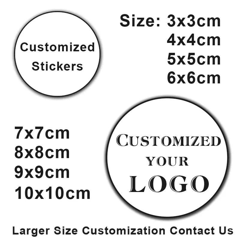 Color: grey - 100PCS 3-10cm Custom LOGO Wedding Sticker Personalized Design Your Label Candy Gift Box Birthday Party Seal Sticker Self-adhesiv
