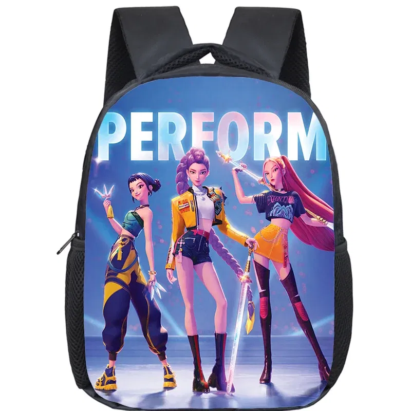 Color: Silver - KPop Demon Hunters School Bags 12inch Lightweight Children Backpack Girls Boys Orthopedic Kids Book Bags Back To School Mochilas