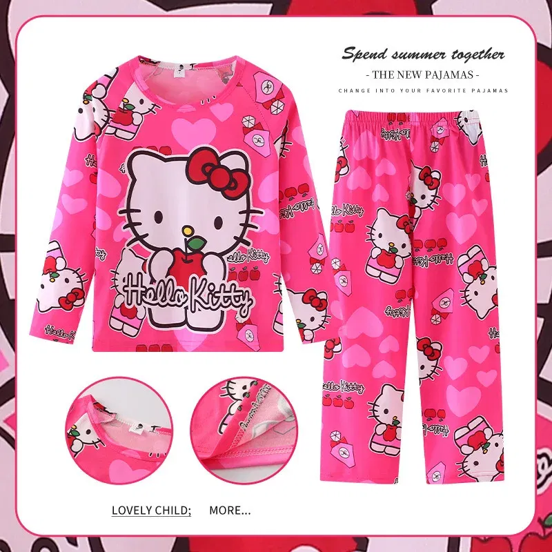 Color: Rose Red, Kid Size: 12t - 2pcs/set New Children Pyjamas Minnie Elsa Duck Cartoon Girls Sets Kid Home Wear boys and girls Travel Casual Sleepwear Suit