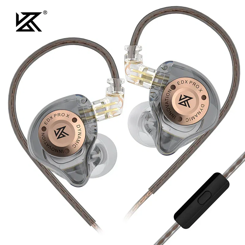 Color: GRAY - KZ EDX PRO X Dynamic Drive Headphones HIFI Heavy Bass Earbuds Sports Metal Headphones Detachable Headphones 2PIN