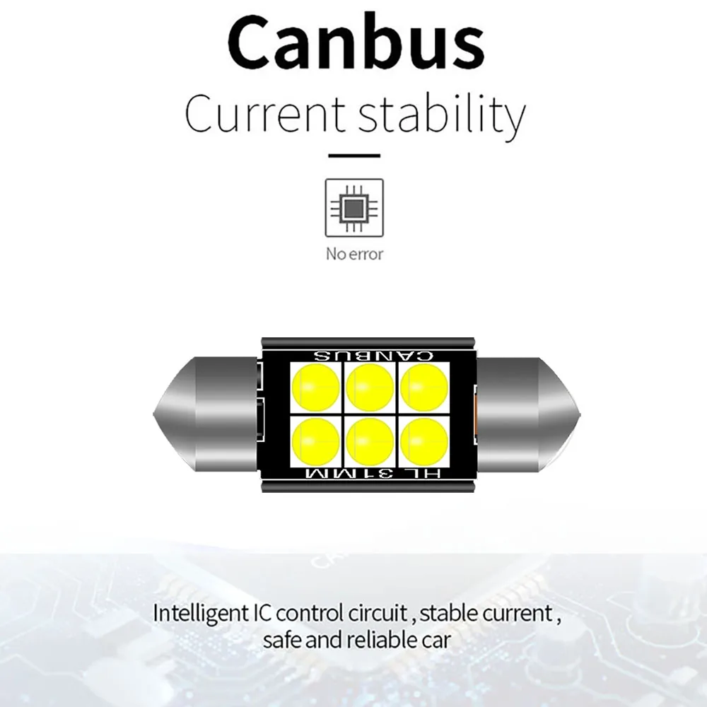 Car LED Light Festoon 31mm 36mm 39mm 41mm CANBUS no error 3030 6SMD 7