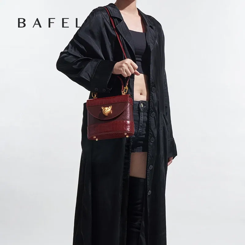 Bafelli handbag 2024 women's new leather purse evening designer bucket cat luxury brand fashion business casual bags