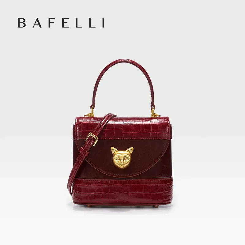 Bafelli handbag 2024 women's new leather purse evening designer bucket cat luxury brand fashion business casual bags