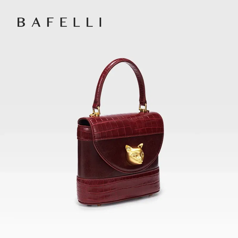 Bafelli handbag 2024 women's new leather purse evening designer bucket cat luxury brand fashion business casual bags