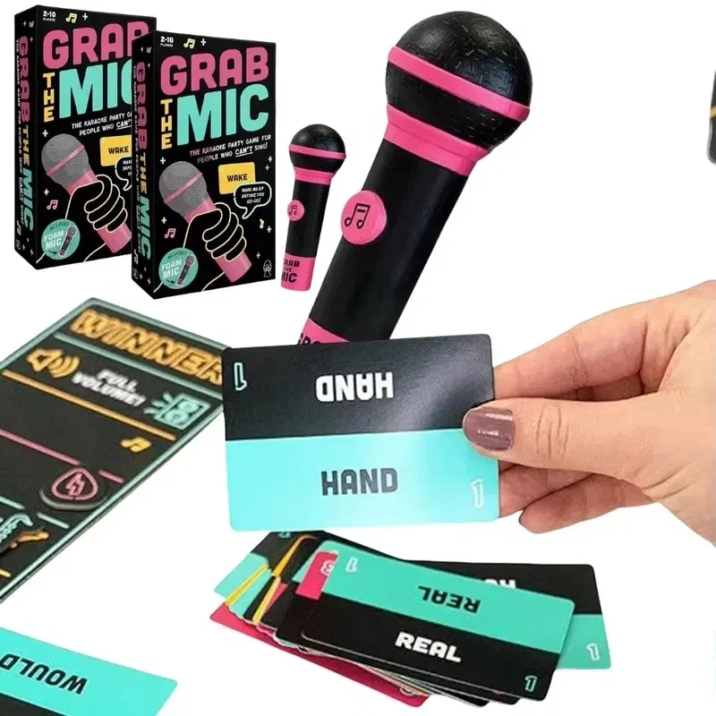 Lucky Egg Official Grab The Mic Family Karaoke Board Game 2-10 Players Game For Hilarious Game Nights Birthday Party Kids Gift
