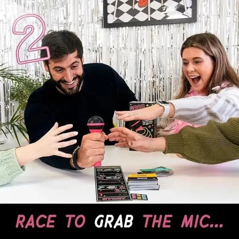 Lucky Egg Official Grab The Mic Family Karaoke Board Game 2-10 Players Game For Hilarious Game Nights Birthday Party Kids Gift