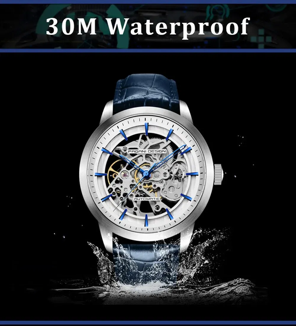 Color: Black - 2024 PAGANI DESIGN New Men Luxury Automatic Mechanical Watch Stainless Steel Waterproof Sports Leather Watch Relogio Masculino