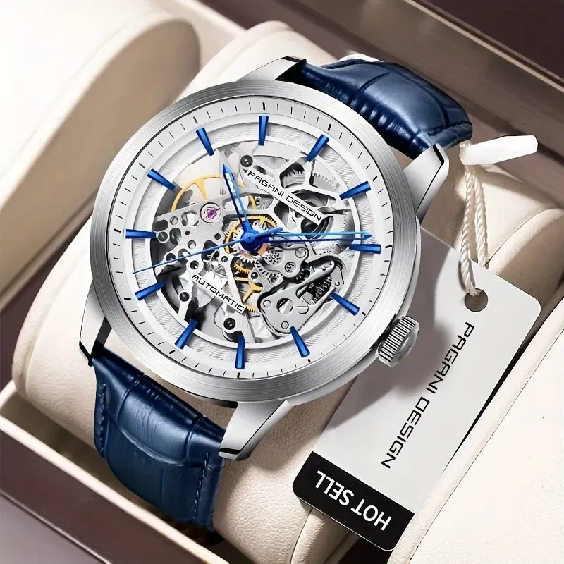 Color: Black - 2024 PAGANI DESIGN New Men Luxury Automatic Mechanical Watch Stainless Steel Waterproof Sports Leather Watch Relogio Masculino