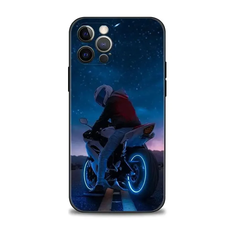 Color: GRAY, Material: Plastic - Moto Cross Motorcycle Sports Phone Case For iPhone 16 15 14 13 12 11 Pro Max XS X XR Plus Mini Luxury Black Soft Cover Funda