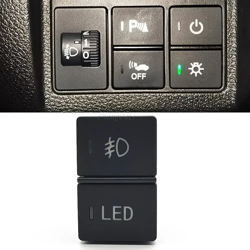 Color: Beige - LED Light Car Dual Switch Front Fog Light Steering Wheel Heating Button With Wire For Honda CRV URV AVANCIER CITY Accessories