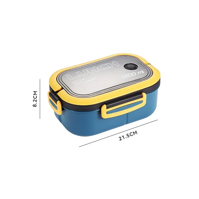 Color: Blue, Number of Compartments: 5, Number of Tiers: 2, Lunch Box Capacity: 1000ml - 1200ML 2 Layer Bento Lunch Box With Spoon Fork, Kid High Capacity Microwae Food Containers Portable Leakproof Office Camping