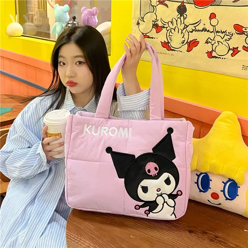 Color: Black - My Melody Pochacco Kawaii Sanrio Kuromi Anime Women Handbag Tote Shoulder Bag Cute Cartoon Girl High-capacity Commuter Package