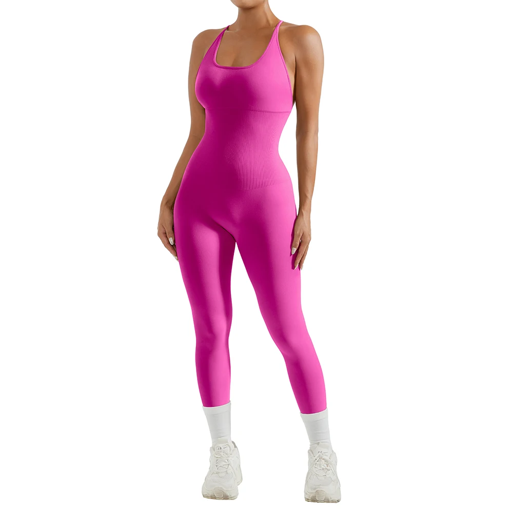 Color: Beige, Size: M - Bodycon Jumpsuit Women Full Seasons Casual Fitness Sporty Playsuit Sleeveless Slim Activewear All In One Jumpsuit Clothing Lady