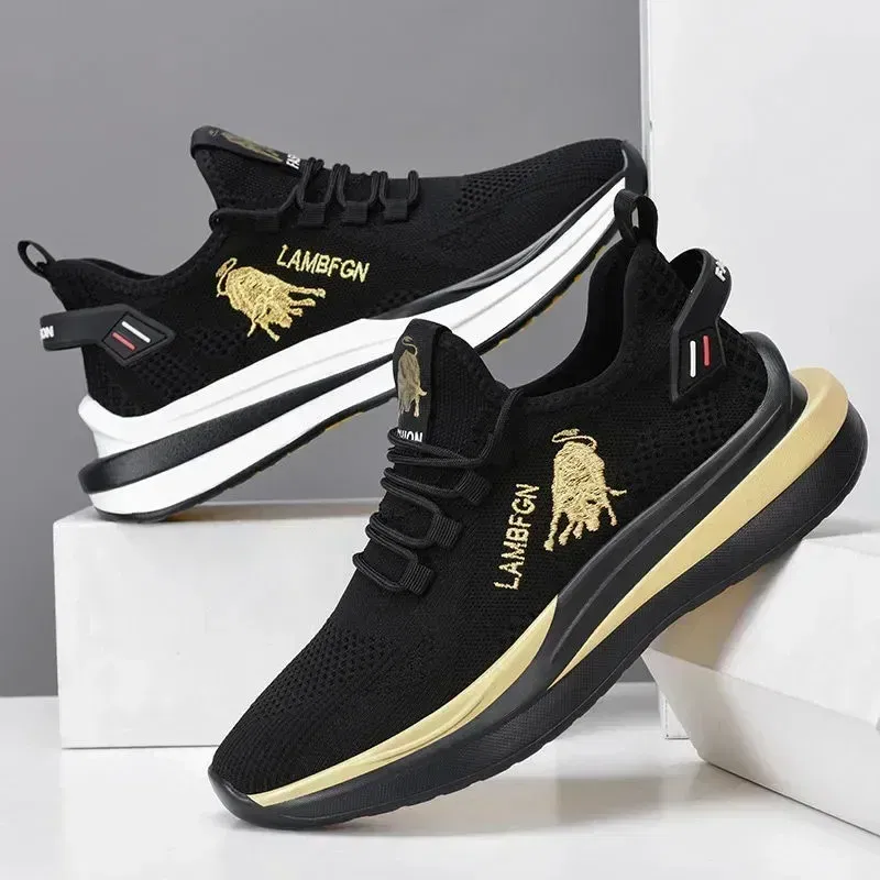 Color: Black, Shoe Size: 39 - 2024 Men's Sports and Casual Shoes Summer Fashion New Shoes Round Toe Black Spring Men's Shoes