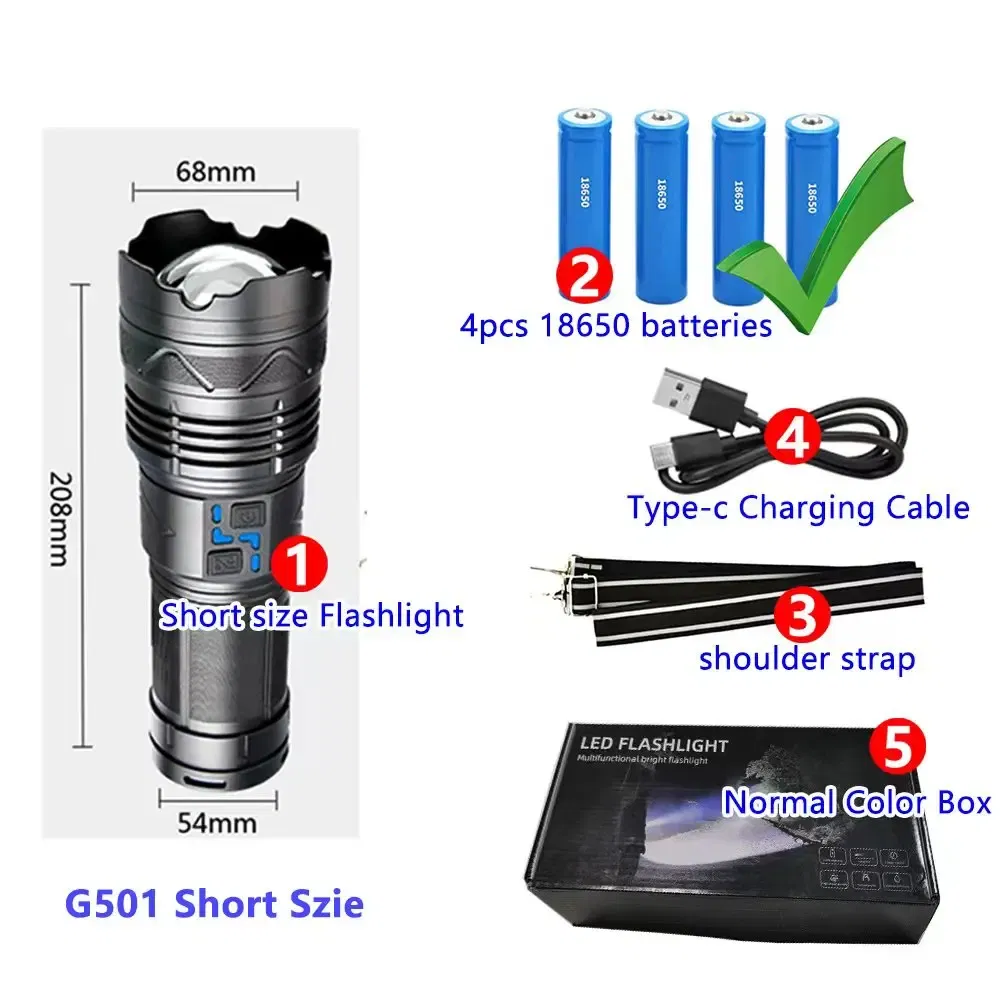 Emitting Color: green - High Power Tactical Rechargeable led flashlight long range very powerful Lantern 100W usb charging lamp Torch with indicator