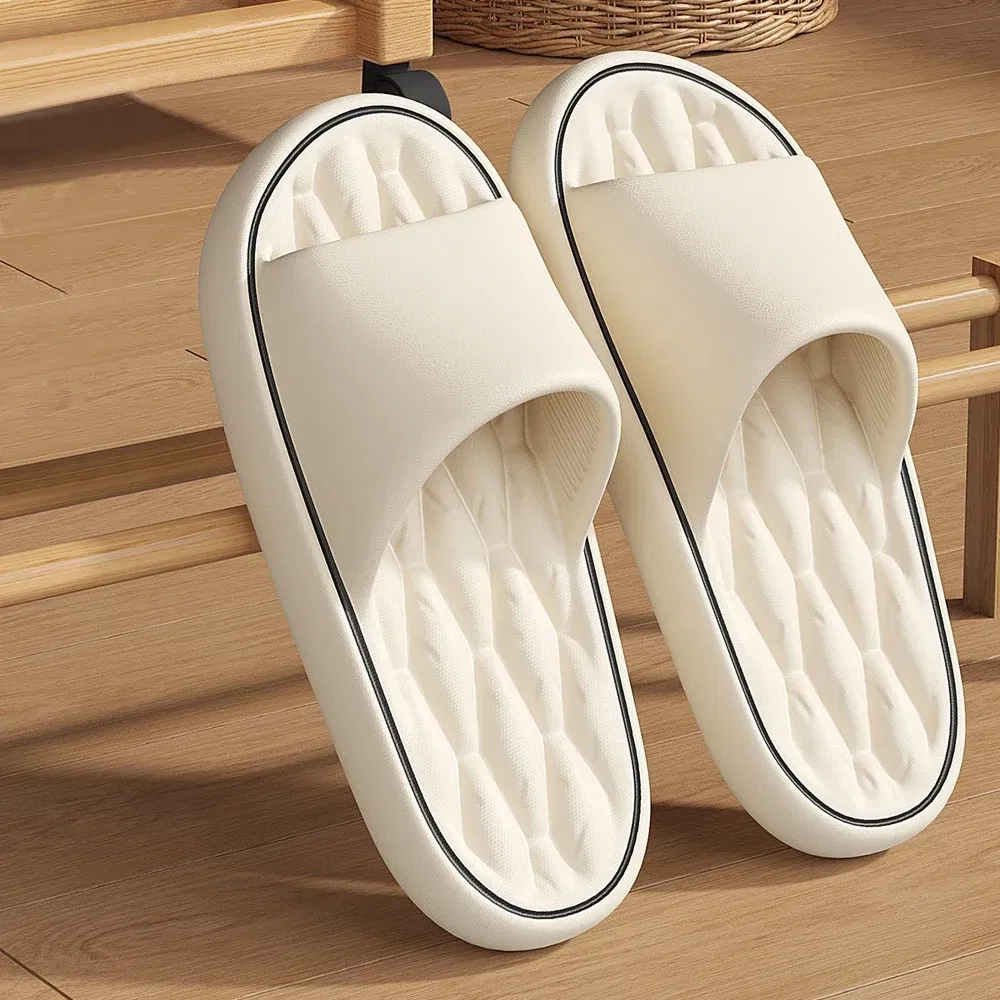 Color: Beige, Shoe Size: 38-39, Ships From: CHINA - BASATU Fashion Summer Cartoon Home Shoes Non-slip Soft Slides Lithe Comfort Sandals Men Women Couple Slippers Trendy Slippers
