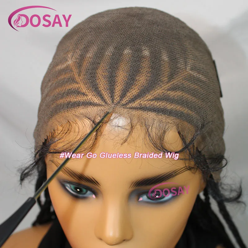 36" Synthetic Full Lace Wig Glueless Braided Wigs For Black Women Knotless Box Cornrow Braids Lace Wigs Wear Go Braiding Hair