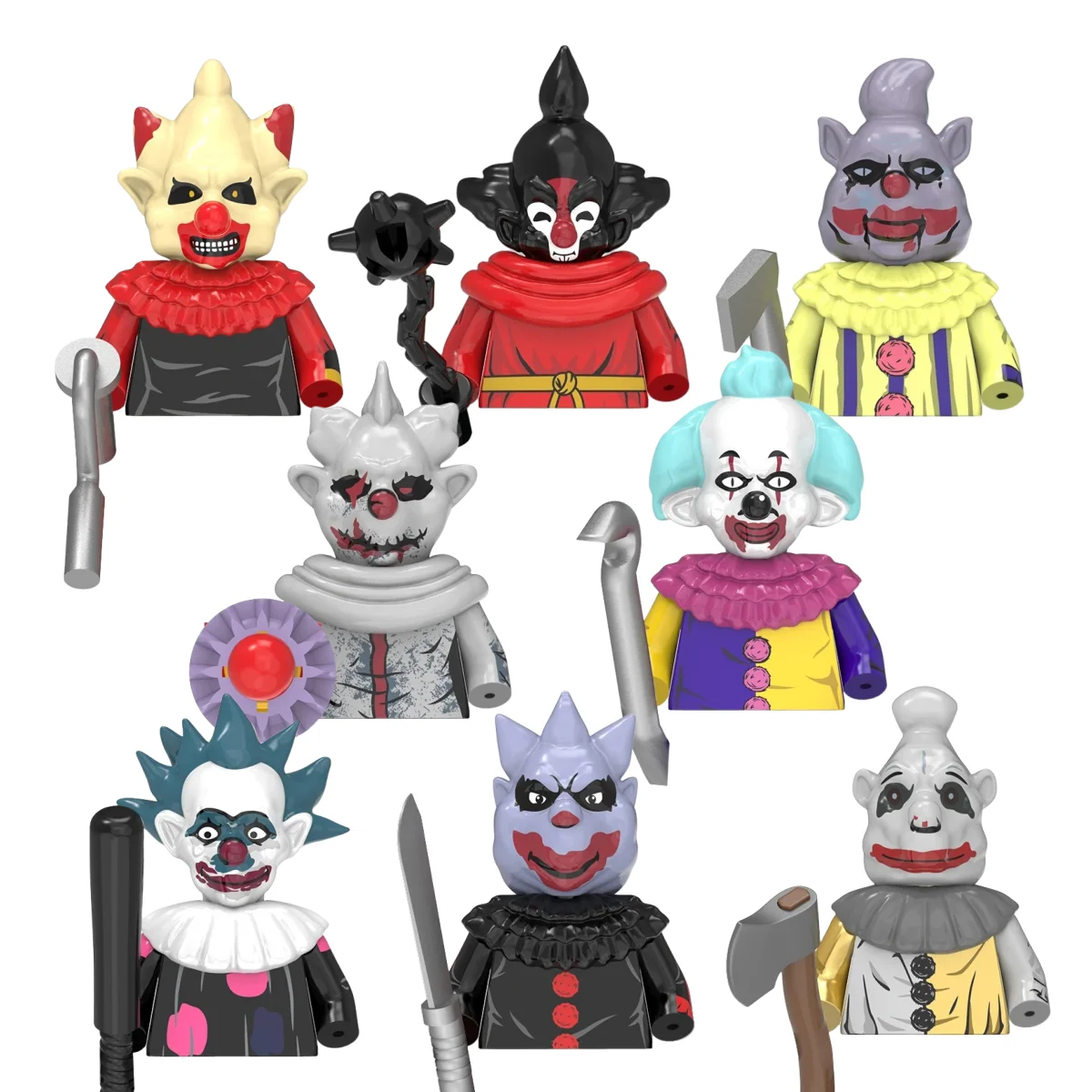Color: Gold - TP1040 WM6205 G0129 Killer Klowns Mini Action Figure Classic Horror Thriller Movie Series Building Block Model Doll Toy For Gift
