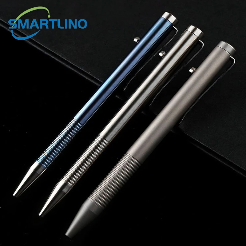 Color: Ivory - High Quality Titanium Tactical Bolt Action Ballpoint Pen Self Defense EDC Writing Tools for Outdoor Traveling Office Gift