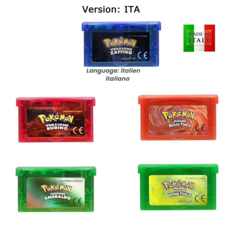 Color: Yellow - GBA Game 32 Bit Video Game Cartridge Console Card Pokemon Emerald Ruby FireRed LeafGreen Sapphire Multi-language for GBA/NDS