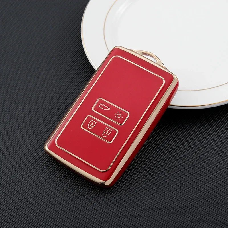Color Name: Red - TPU Car Remote Key Cover Case Fob for Renault Captur Megane Talisman Espace Clio Zoe Koleos Scenic 4 Arkana Dacia Sandero Card