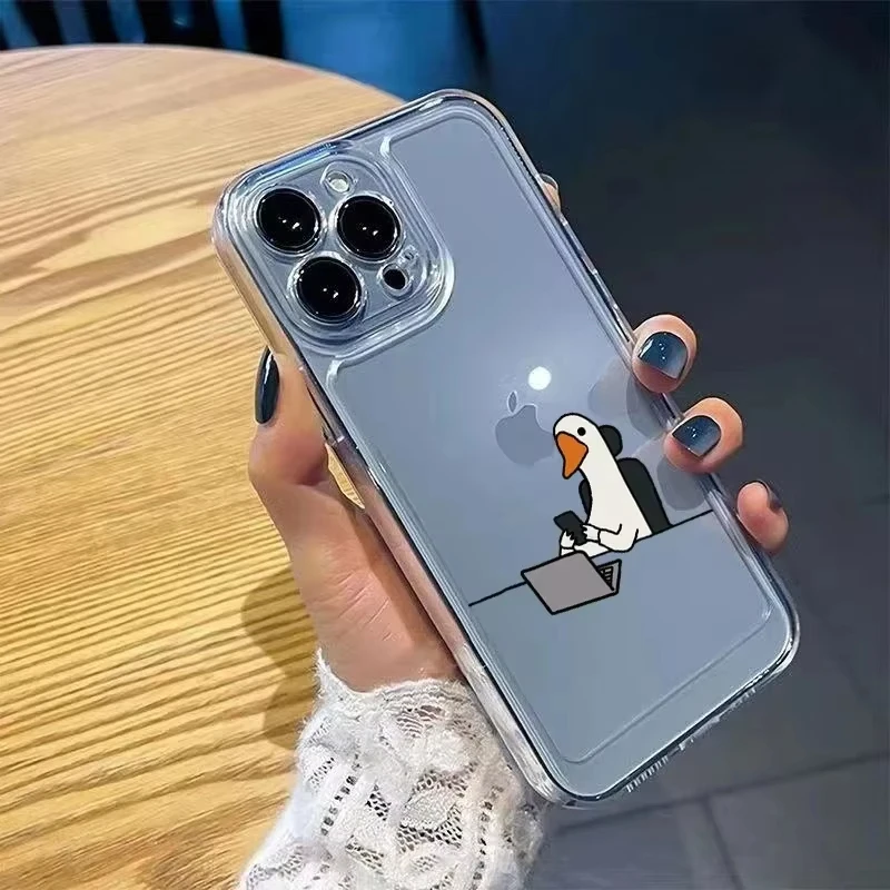Color: Purple Pink, Compatibility by Model: iPhone XS - Cute Duck Phone Case For iPhone 16 15 14 13 12 11 Pro Max XS X XR 7 8 Plus Mini SE 2020 2022 Mobile Funda Transparent