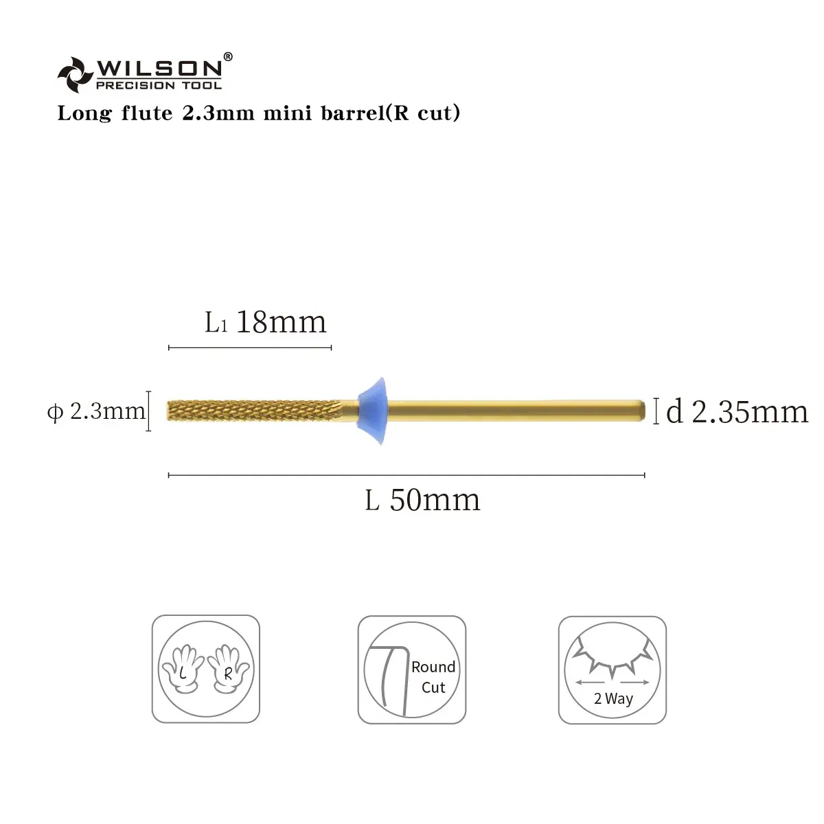 Color: DARK GRAY, Ships From: CHINA - WILSON Long Flute 2.3mm Mini Barrel - R Rut -Tools Nails Cutters for manicure Drill Bits nails accessories remove hard gel