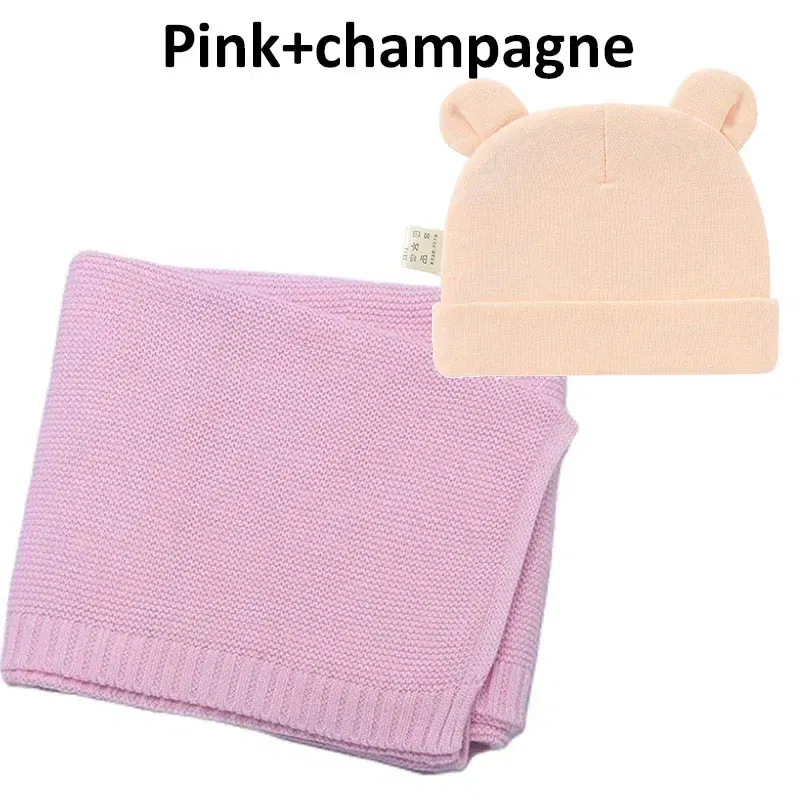 Color: plum, Size: Option 1, Ships From: CN - Personalized Baby Name Newborn Cotton Beanie and Knitted Blanket Set Embroidered Name Covering and Cute Hat Gift Set