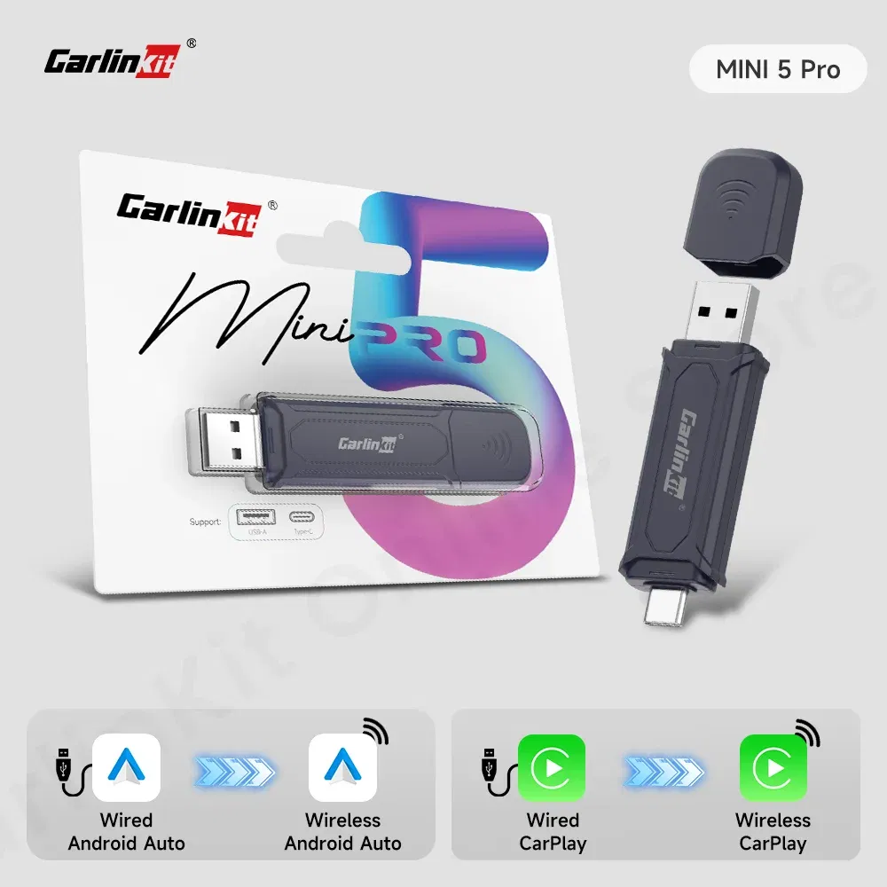 Color: WHITE, Ships From: CHINA - Carlinkit 5.0 2air CarPlay Android Auto Wired to Wireless Adapter for Carplay Android Auto BLE WIFI Wireless