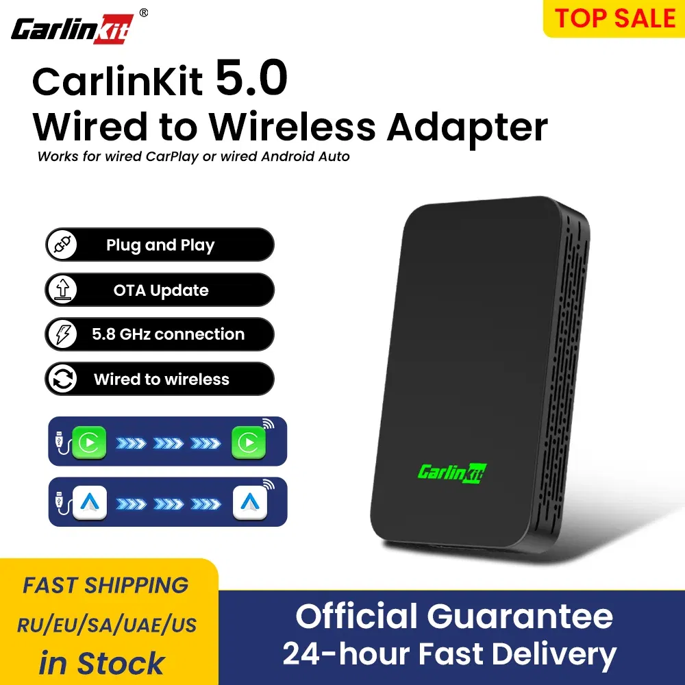 Color: WHITE, Ships From: CHINA - Carlinkit 5.0 2air CarPlay Android Auto Wired to Wireless Adapter for Carplay Android Auto BLE WIFI Wireless